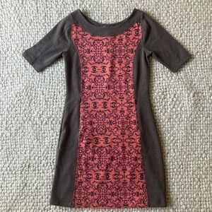 Title Nine Sheath Dress XS Pink Brown Floral Pockets Stretch Athleisure
